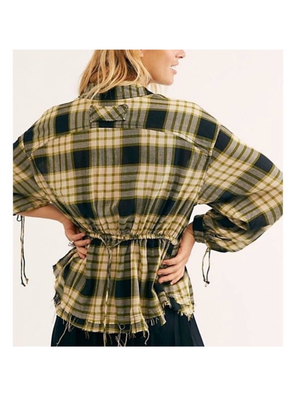 We The Free Plaid Button-Front Crop Shirt Jacket - Picture 3 of 5